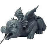 Resin Dragon Fountain Garden Decor with Spray