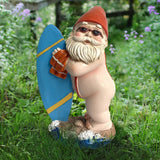 Resin Surfing Garden Gnome Figurine Decor