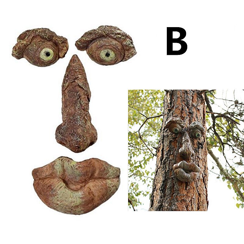 Resin Tree Face Bird Feeder Garden Decor Art