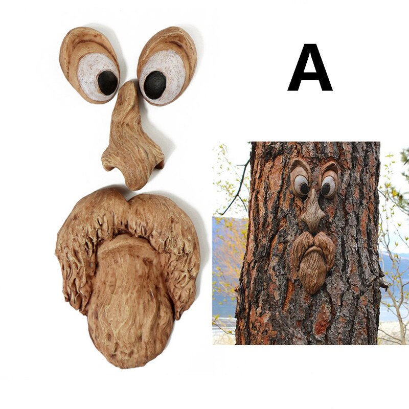 Resin Tree Face Bird Feeder Garden Decor Art