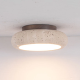 Retro Travertine Wood Flush Ceiling Light