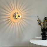 Ribbed Glass Round Wall Sconce with LED Light