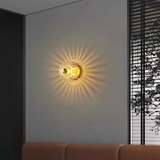 Ribbed Glass Round Wall Sconce with LED Light