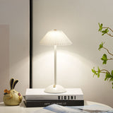 Scandinavian Brass Table Lamp with Pleated Shade