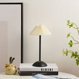 Scandinavian Brass Table Lamp with Pleated Shade