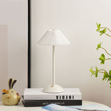 Scandinavian Brass Table Lamp with Pleated Shade