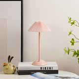 Scandinavian Brass Table Lamp with Pleated Shade