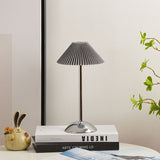 Scandinavian Brass Table Lamp with Pleated Shade