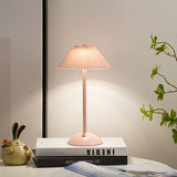 Scandinavian Brass Table Lamp with Pleated Shade