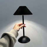 Scandinavian Brass Table Lamp with Pleated Shade
