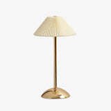 Scandinavian Brass Table Lamp with Pleated Shade