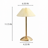Scandinavian Brass Table Lamp with Pleated Shade