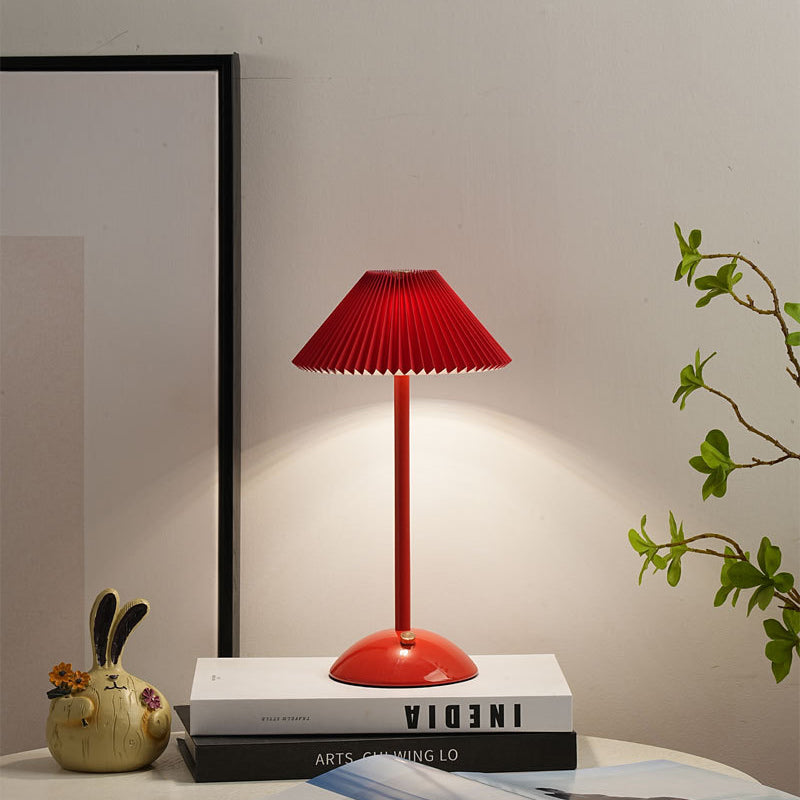 Scandinavian Brass Table Lamp with Pleated Shade