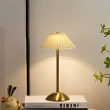 Scandinavian Brass Table Lamp with Pleated Shade