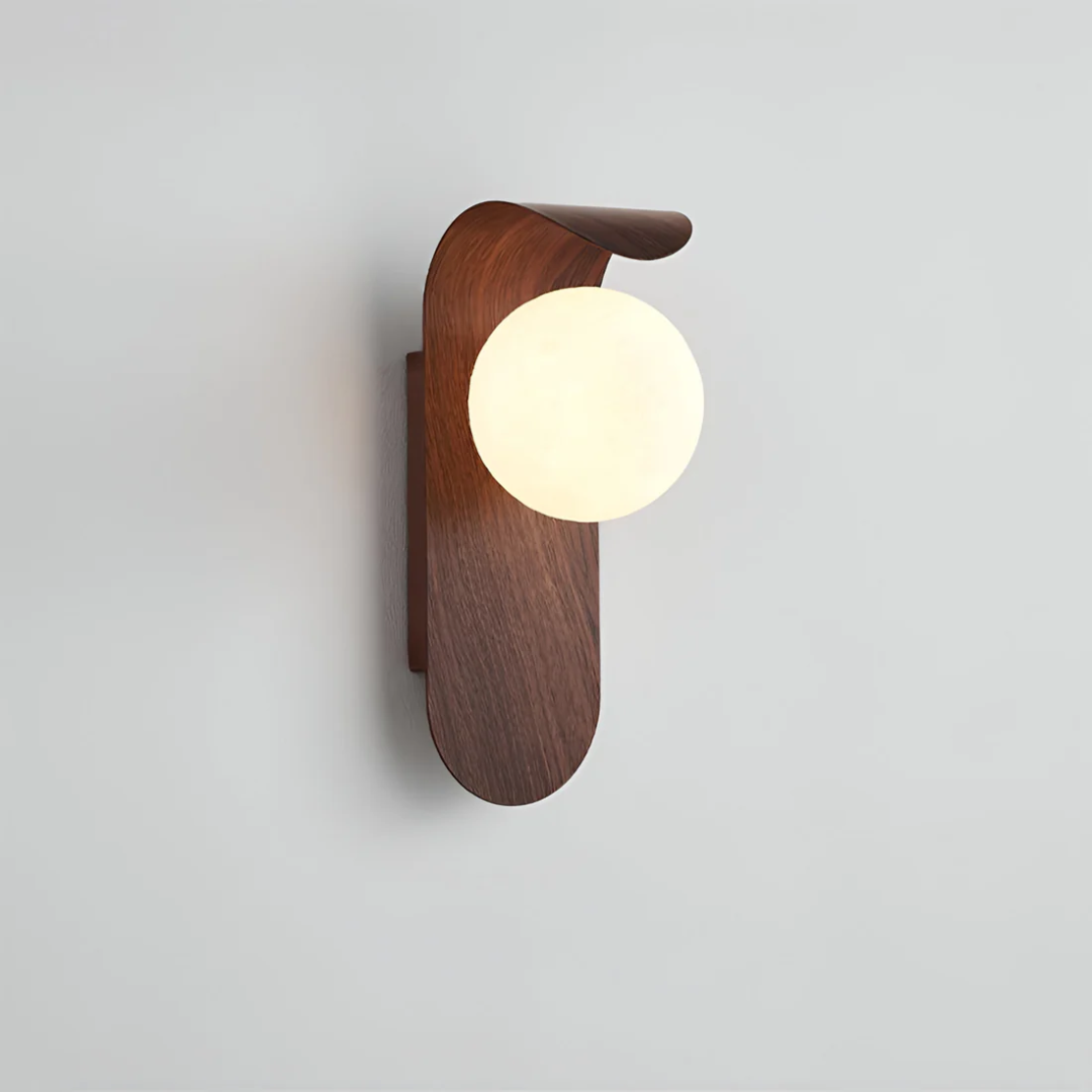 Scandinavian Wood Globe LED Wall Light