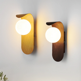 Scandinavian Wood Globe LED Wall Light