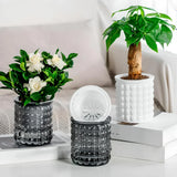 Self-Watering Textured Round Planter Pot