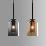 Smoked Glass Cylinder Pendant Light