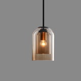 Smoked Glass Cylinder Pendant Light