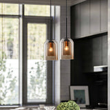Smoked Glass Cylinder Pendant Light