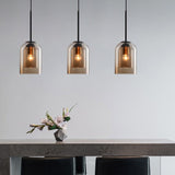Smoked Glass Cylinder Pendant Light