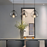 Smoked Glass Dome Pendant Light with E27