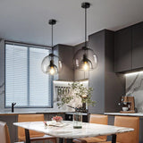 Smoked Glass Dome Pendant Light with E27