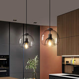Smoked Glass Dome Pendant Light with E27