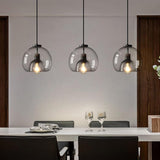 Smoked Glass Dome Pendant Light with E27