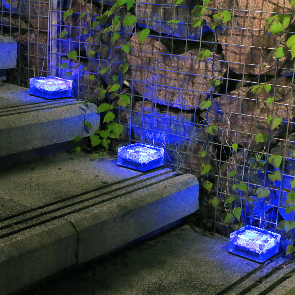 Solar Glass Ice Brick Light Waterproof