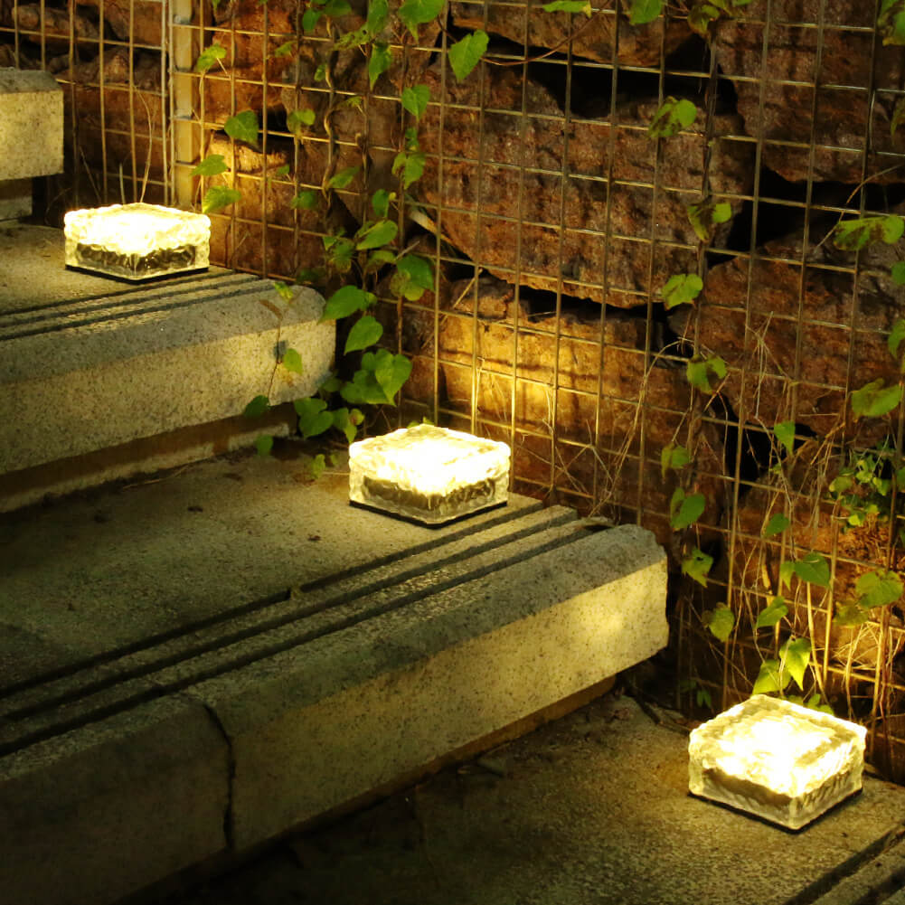 Solar Glass Ice Brick Light Waterproof