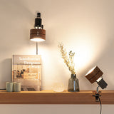 Solid Wood Clip Table Lamp with Iron Base