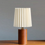 Solid Wood Pleated Fabric Table Lamp