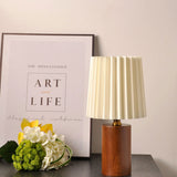 Solid Wood Pleated Fabric Table Lamp