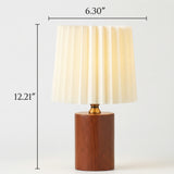 Solid Wood Pleated Fabric Table Lamp