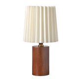 Solid Wood Pleated Fabric Table Lamp