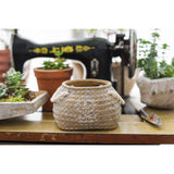 Textured Ceramic Flower Pot with Rope Handles