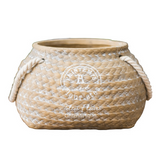 Textured Ceramic Flower Pot with Rope Handles