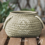 Textured Ceramic Flower Pot with Rope Handles