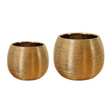 Textured Gold Ceramic Flower Pot Round Design