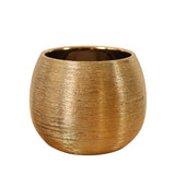 Textured Gold Ceramic Flower Pot Round Design