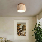 Travertine Ceiling Light with Wood Accent