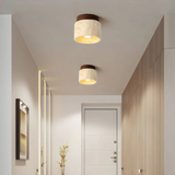 Travertine Ceiling Light with Wood Accent