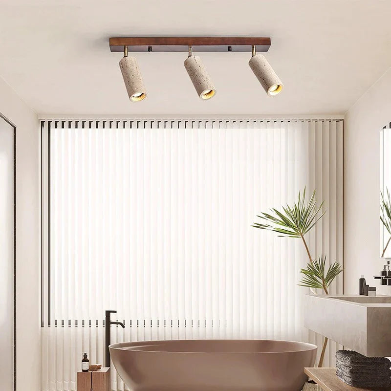 Travertine Cylinder Ceiling Light 3 Head