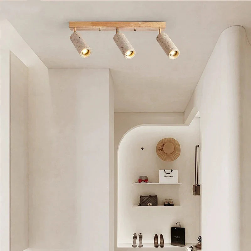 Travertine Cylinder Ceiling Light 3 Head