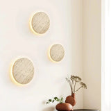 Travertine Round Wall Sconce with LED