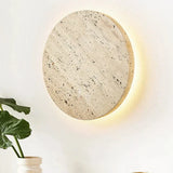 Travertine Round Wall Sconce with LED