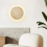 Travertine Round Wall Sconce with LED