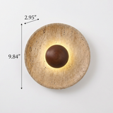 Travertine Round Wall Sconce with Warm LED