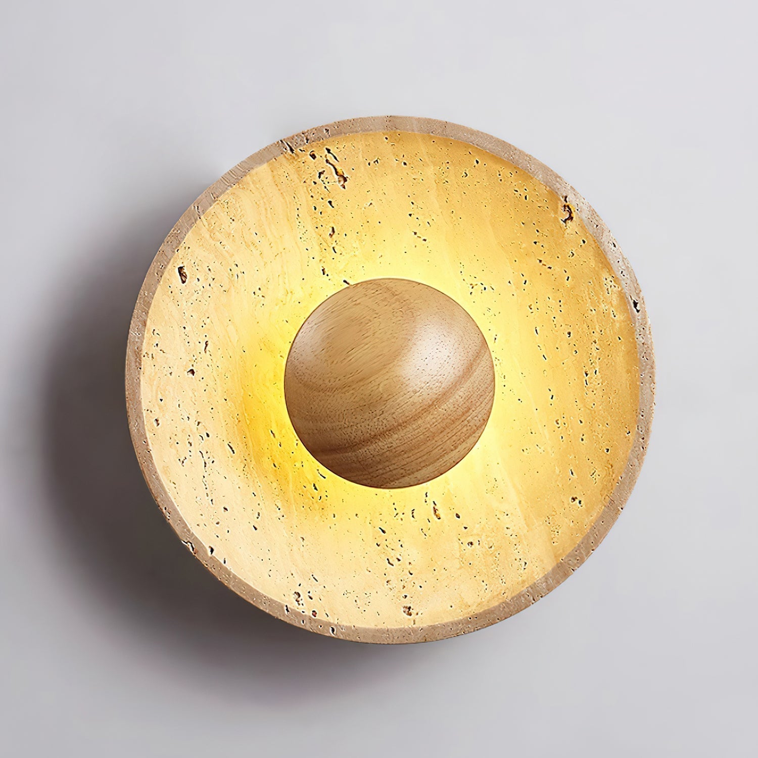 Travertine Round Wall Sconce with Warm LED